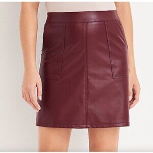 Maurices Women's Faux Leather Burgundy/Brown Skirt, Sz 10
